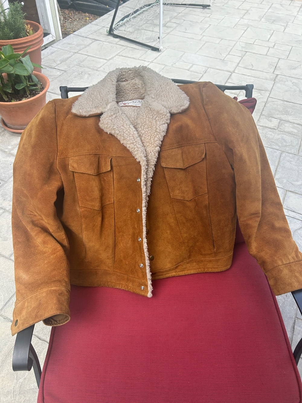 Sears The Leather Shop Shearling Jacket in Cream and Chestnut